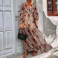 Vestidos estampados con cuello en v para mujer, moda informal - details 3