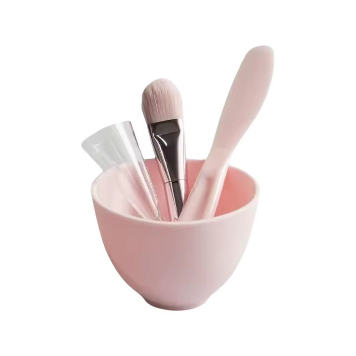 Set De 3/4 Pinceles Para Máscara Facial Reutilizable Con Tazón Y Espátula De Uso Suave Para Cuidado De La Piel Suministros De Maquillaje - 1