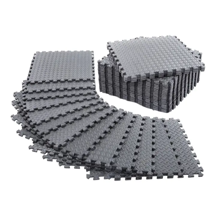 Esterilla de ejercicio para gimnasio en casa o suelo acolchado, equipo de Yoga, pesas, color gris, paquete de 12 - 1