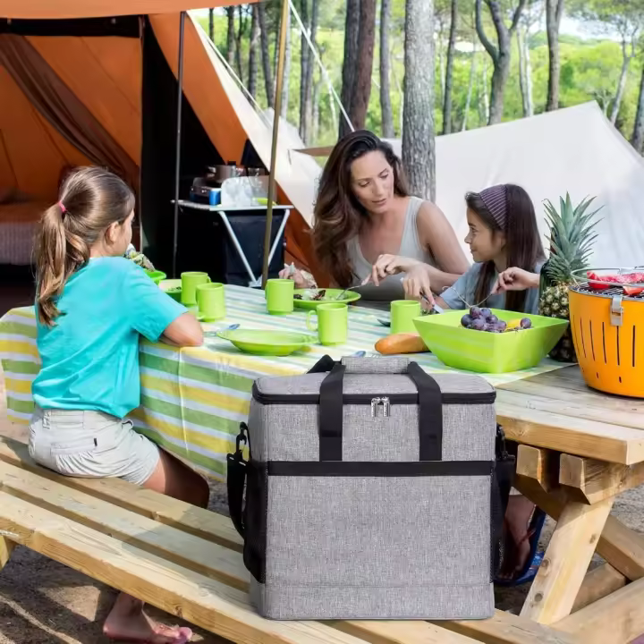 Nevera Portatil 40L, Bolsa Termica Grande, Bolsa Termica Plegable, Bolsa Nevera Porta Alimentos para Hombre Mujer Infantil, Porta Alimentos para Playa, Picnic, Camping, Barbacoa, Gris - 1