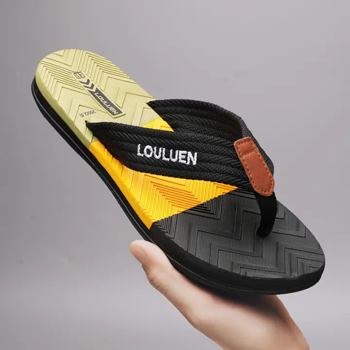 Verano nuevas zapatillas moda masculina casual playa chanclas para hombre. - 1