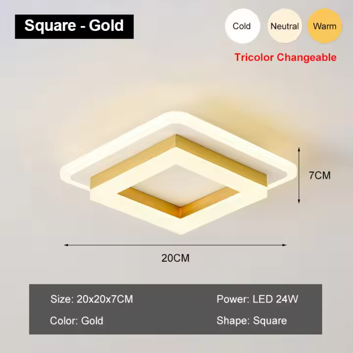 Lámpara de Techo Redonda y Cuadrada LED TOMAXIN 20CM para Habitación Luz de Pasillo Interior Cambiable de Color Moderna 220V - 1