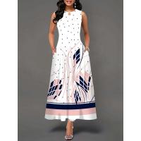 Women's Boho Long Dress Elegant Sleeveless Floral Print Casual Beach Party Summer Dress - details 25