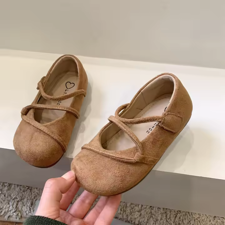 Terciopelo retro primavera compañeros de clase boca poco profunda zapatos de cuero para niños niñas princesa zapatos - 1