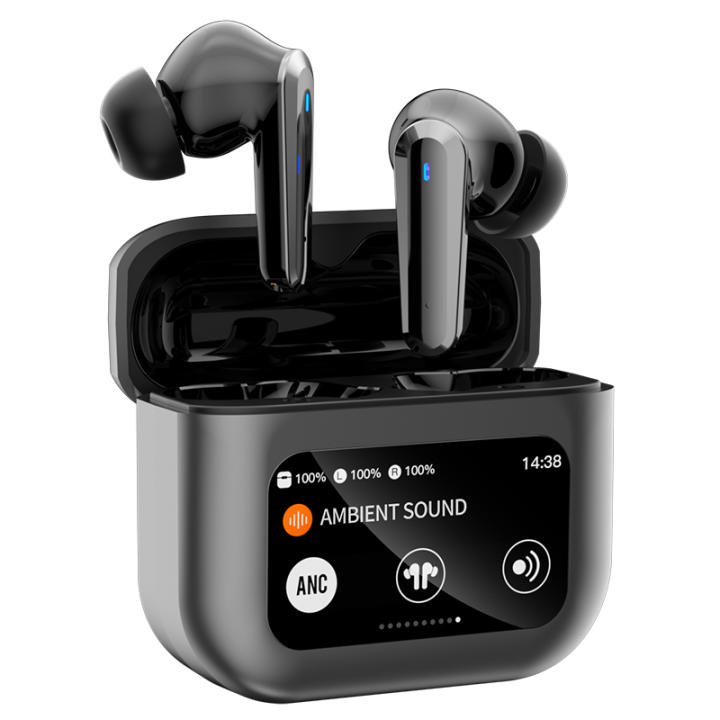 Auriculares Inalamthricos Bluetooth TWS 2024 con Pantalla Táctil LED Inteligente, Auriculares In Ear con Cancelación Activa de Ruido, Bajos Potentes, 80H de Vida de Badería, Bluetooth 5,4, Micrófono HD, Compatible con iPhone, samsung, Xiaomi y Huawei