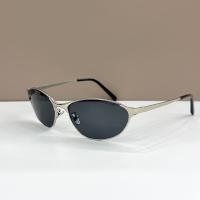Gafas de sol Retro futuristas con sentido de la tecnología, gafas de sol de ojo de gato de metal, protección UV para mujer, gafas de sol cóncavas, textura de moda para hombre - details 1