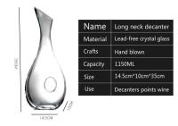 Botella de vino de vidrio sin plomo, tarro despertador con forma de caracol, destilador de cuello largo, bar en casa, 1000-1500 ml - details 3