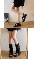 Botas extraíbles de dos usos, botas altas de mujer con punta cuadrada francesa, hebilla de cinturón, pantalones, botas delgadas retro, botas largas y frescas. - details 10