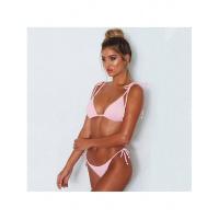 Bikini liso para mujer, color, bolso triangular, traje de baño con cordón, bikini de Europa y América, color, bolso, traje de baño, - details 1