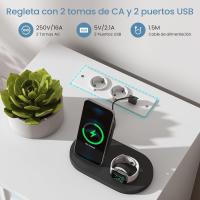 Mesitas de Noche con luces LED y Estación de Carga (2 Tomas AC, 2 Puertos USB) Mesita de Noche Blanca Mesas Auxiliares con 1 compartimento abierto y 2 cajones para Dormitorio Salón - details 30