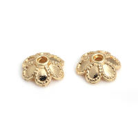 50 Uds. De cuentas redondas de latón de Color dorado de 18K, tapas de hojas de árbol y flores, suministros para hacer cuentas de joyería, accesorios Diy - details 15