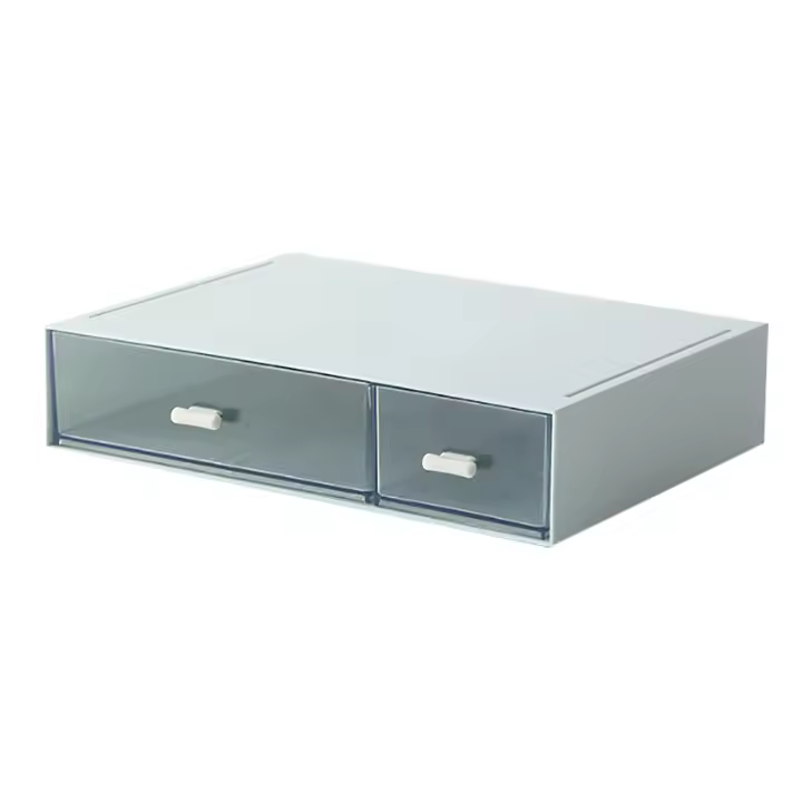 Organizador de Escritorio de Plástico Pilonable con 2 Cajones Ideal para Hogar y Oficina - 1