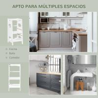 Taburete de Cocina Infantil con Pedal Altura Ajustable en 3 Posiciones y Barra de Seguridad 40x50x90 cm Blanco - details 6