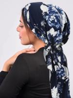 Gorros Hijab musulmanes de Ramadán, turbante de cola larga elástico suave para la cabeza, tocado estampado de moda, utilizable - details 4