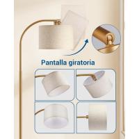 Lámpara de Pie Minimalista Pantalla de Lino Beige, Bombilla LED, Ajustable para Dormitorio, Salón, Oficina Dorado - details 1