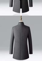 Chaqueta de hombre de color sólido de negocios de lana con un solo pecho y cuello levantado largo por debajo de la rodilla nuevo artículo Otoño/Invierno 2024 - details 5