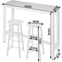 Taburete de Bar Muebles Cocina Silla de Comedor para Salón Cocina Mesa 140x40x100 cm Estructura de Metal, MDF Blanco - details 2