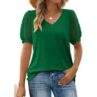 Camisa de manga corta para mujer, blusa elegante de verano a la moda, cuello en v, color sólido, tops Casuales - details 9