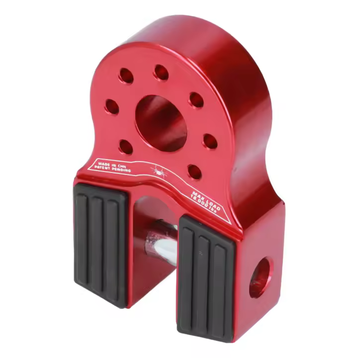 Soporte de grillete de cabrestante plano Carga de 16000 lb con protector lateral de goma Aleación de aluminio Universal para camioneta UTV SUVRojo - 1