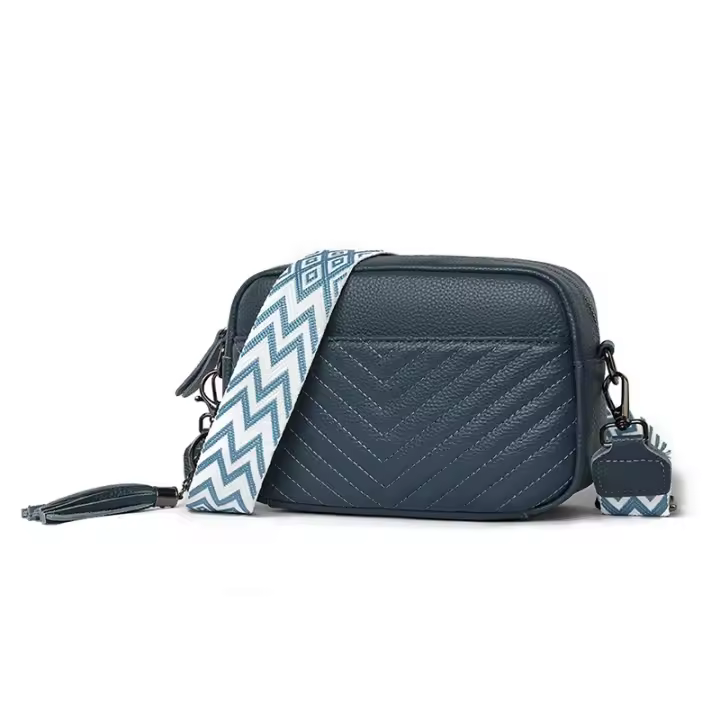 Bolso de Mano de Cuero Genuino para Mujer Color Sólida con Borlas - 1