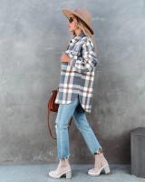 Chaqueta casual de lana con estampado a cuadros de moda de primavera 2025 para mujer - details 5