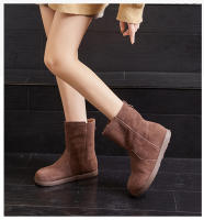 Nuevas botas apilables versátiles casuales botas cortas retro de fondo plano botas de mujer de terciopelo - details 16