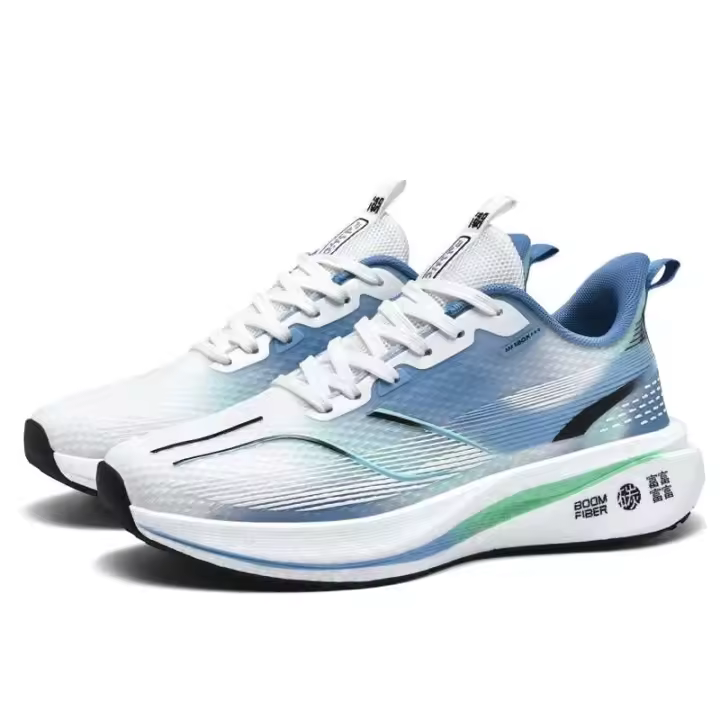 Zapatos informales de alta calidad para hombre con parte superior de malla transpirable, suela elástica antideslizante con placa de carbono de palomitas de maíz y calzado deportivo - 1