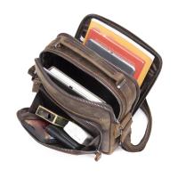 MVA Bolso bandolera vintage de piel auténtica para hombre, bolso bandolera multifuncional con forro de poliéster, bolso pequeño para tableta - Guangzhou Crafted - details 1