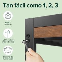 Cama 150x190 cm Altura 23cm plataforma bambú y metal con cabecero y soporte listones acero Marrón y negro - details 6