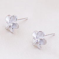 Pendientes de plata de ley S925 para mujer, aretes de flor de ciruelo de circón, joyería con dijes, regalo de Navidad - details 2