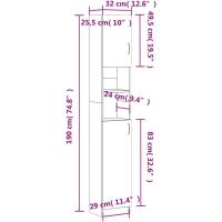 Armario de Baño de Madera Ingeniería Lavadora, Estante, Ducha, Inodoro 32x25,5x190 cm - details 11