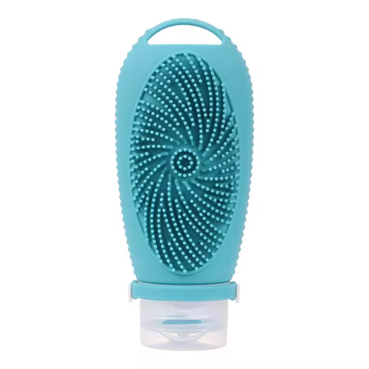 Botella recargable de silicona para viaje, cepillo de limpieza Facial, botellas portátiles para champú, loción, cosméticos, contenedor de viaje C - 1