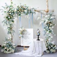 Decoración al por mayor de fábrica con flores, arco de flores de seda azul para telón de fondo de boda - details 1