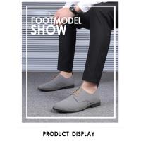 Zapatos informales de gamuza para hombre, calzado con cordones, Oxford azul, planos, transpirables, talla grande 38-48 - details 19