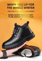 Botas de goma con suela para hombre, zapatos de nieve negros Martin para trabajo, botas de piel hasta el tobillo, botas de moda impermeables para invierno para hombre - details 1