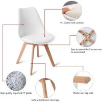 Juego de Mesa de Comedor y Sillas, 1 Mesa Redonda de 80 cm + 4 Sillas Blancas, de Diseño Nórdico - details 5
