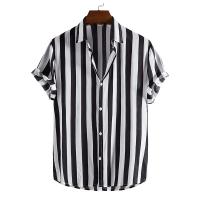 Camisa Sencilla a Rayas para Hombre Cárdigan Informal Holgado con Borla Top de Talla Grande - details 5