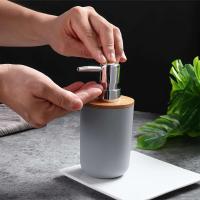 Dispensador de jabón de encimera de bambú, dispensador de loción orgánica resistente natural para cocina y baño - details 1