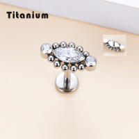 Pendientes G23 de titanio Labret para mujer, aretes de circonita pavimentada para el cartílago de la oreja, Tragus, hélice, Anillo para el labio, Piercing para el cuerpo, joyería Unisex - details 2