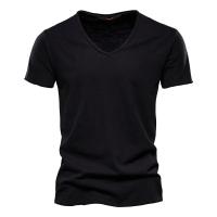 Camiseta de algodón para hombre, camisetas sólidas ajustadas con diseño de moda con cuello en V, camisetas para hombre, camisetas de manga corta para hombre - details 13
