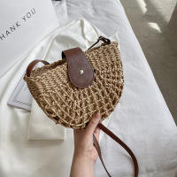 Bolso de paja para mujer, bandolera semicircular hecha a mano de ratán, bolso de mano para viaje y playa - details 12