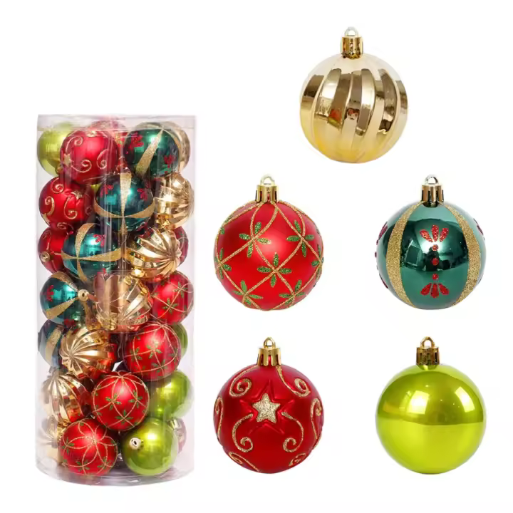 Adornos de bolas de Navidad de 6cm, 30 piezas de adornos de árbol de Navidad a prueba de roturas para fiestas de bodas, vacaciones de Navidad 2021 - 1