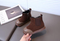 Botas de cuero con cremallera lateral y forro de terciopelo para niños, estilo retro británico. - details 3