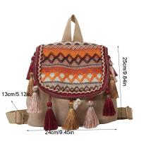 Mochila de estilo étnico con borlas, bolso escolar pequeño de lona, ​​bolso de hombro con borlas, bolso escolar bordado de estilo coreano de gran capacidad - details 0