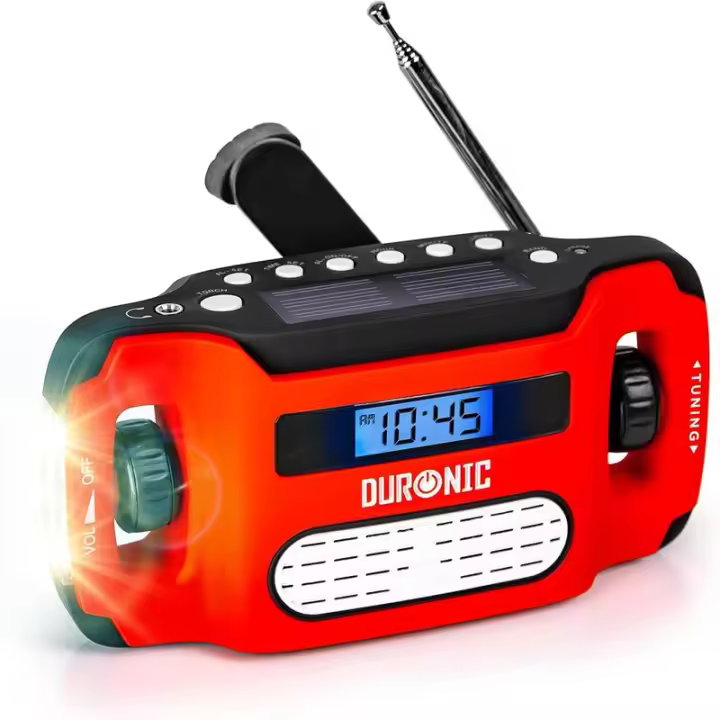 Radio solar - AM FM pequeña |   Dinamo de carga |   Linterna integrada |   Conector para auriculares |   Radio Linterna 2 en 1 | - 1