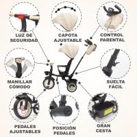 Evolutivo Bebé SAMI Plegable con asiento reclinable y giratorio 360 bicicleta 2 años – carrito bebe, correpasillos juguete, 1-5 años 25kg – Luz, capota extensible y mango parental - details 12