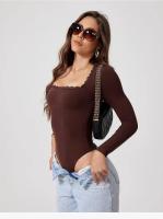 Body de yoga de manga larga para mujer, ropa deportiva transpirable para ballet, danza y gimnasio, mono con parte inferior de color sólido - details 11