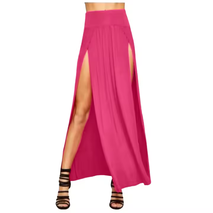 Faldas para mujer Falda larga maxi con doble abertura para mujer Falda corta de cuero básica lisa con dos lados y abertura 4 22 - 1