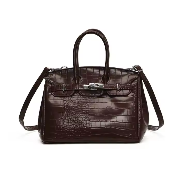 Bolso de mano de platino portátil con para viajeros patrón de cocodrilo, práctico bolso de mensajero Kelly - 1