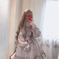 Lolita Alicia en el país de las Maravillas para mujer con volantes y mangas largas vestido Haruku japonés traje de muñeca de tela de algodón - details 5